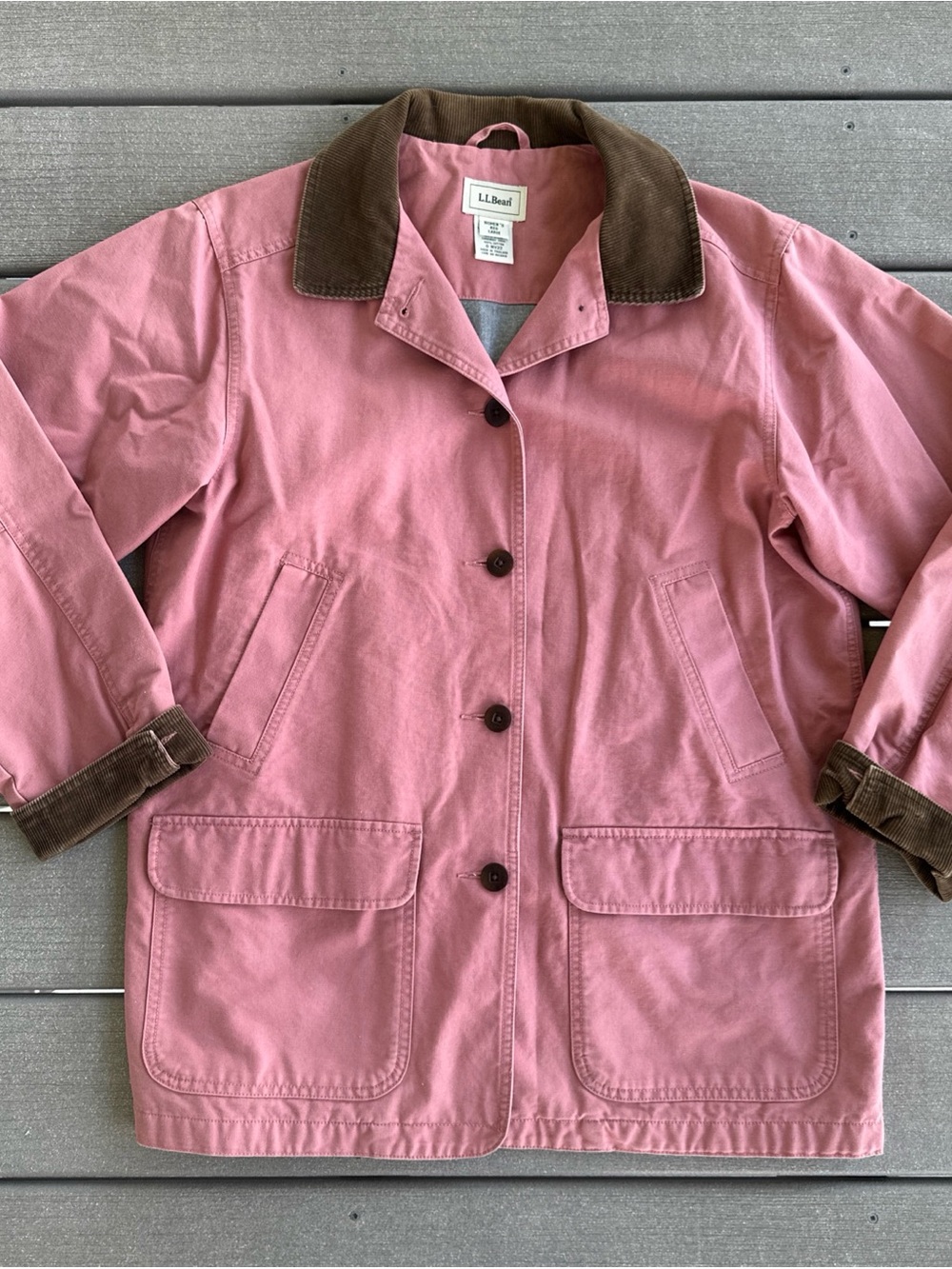 L.L. Bean Women’s Size L Pink Chore Jacket Flannel-Lined  Barn Work Coat Canvas - Picture 7 of 15